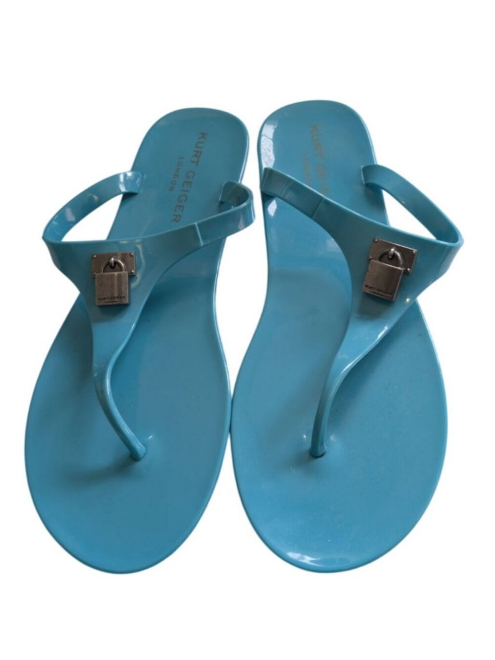 Kurt Geiger London Brixton Jelly Sandals Blue Padlock Flip Flops EU 40 US 9.5